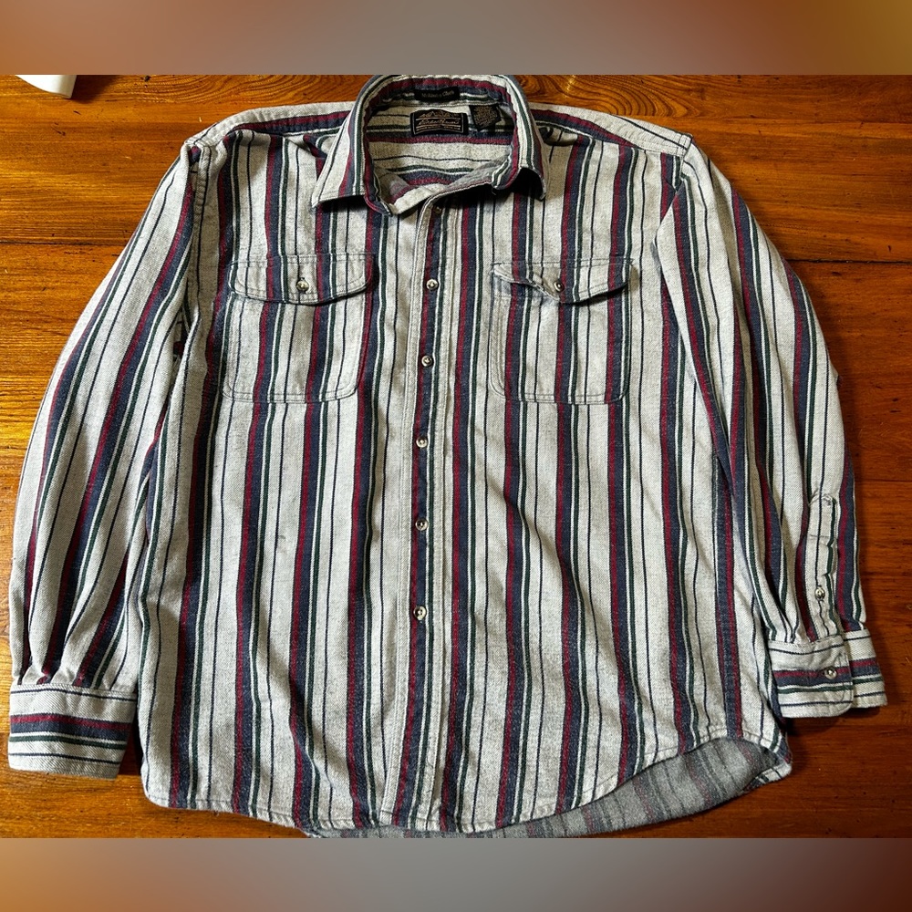Vintage 90’s Eddie Bauer Mens L Button Down Stripe Shirt